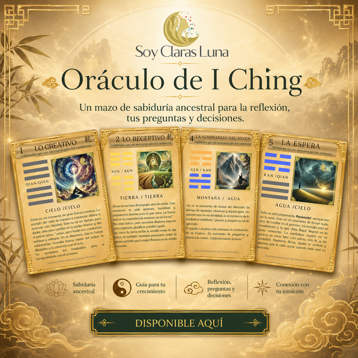 Oráculo de IChing 64 cartas con los 8 Trigramas y los Yao — Formato Digital